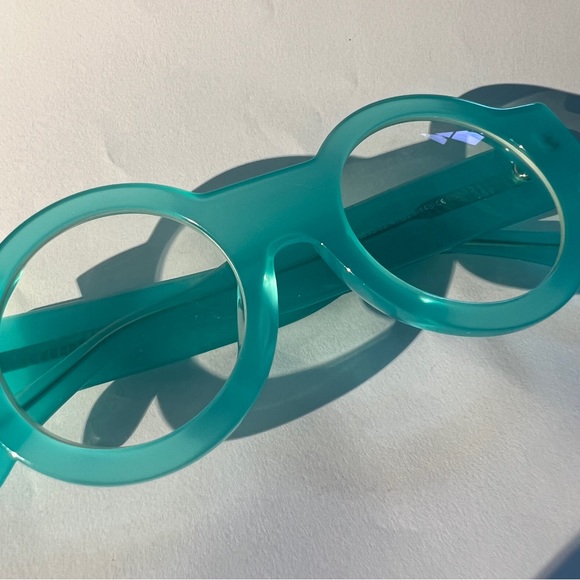 Blue Round Retro Pop Art Space Age Mod Eyeglass Frames - Picture 8 of 13
